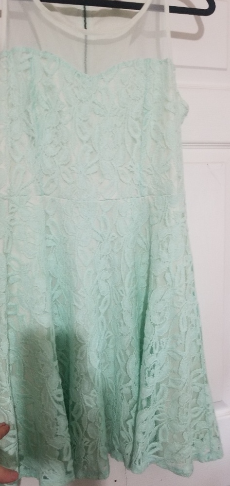 Mint green lacey skater dress